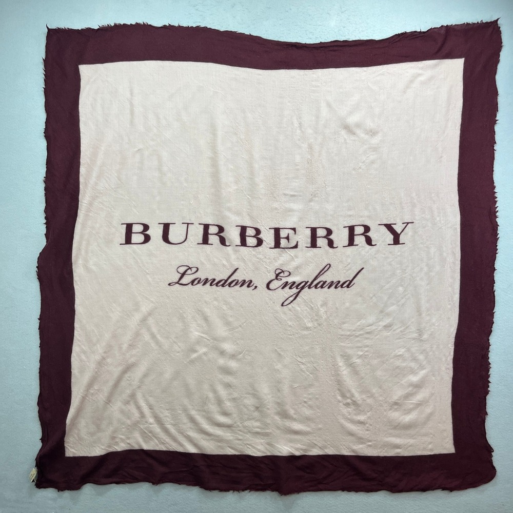 Burberry Square Scarf Womens 60x60 One Beige Burgundy London Luxury Designer